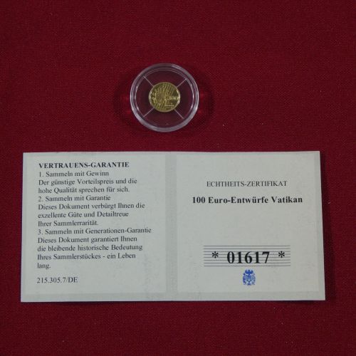 Medaille Motiv 100 Euro-Entwürfe Vatikan 333er Gold 0,5g, mit Zertifikat #EAA58