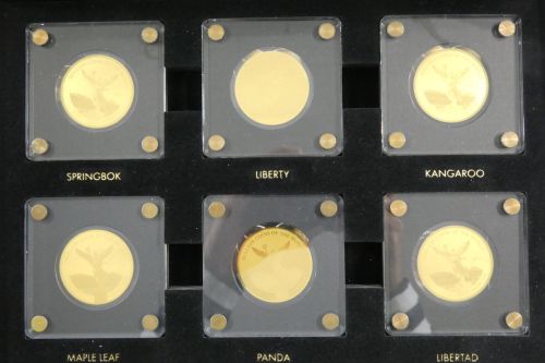 Partie 6x Münzen Motiv Coins of the World je 999er Gold 1/200 oz, s. Text #EAA66