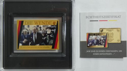 Tschad 5000 Francs, Münzbarren 999er Gold 1/200 oz, Die Wende, Zertifikat #EAA96
