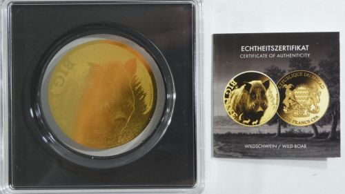 Tschad 5000 Francs, Münze 999er Gold 1/200 oz, Wildschein, Zertifikat #EAA97