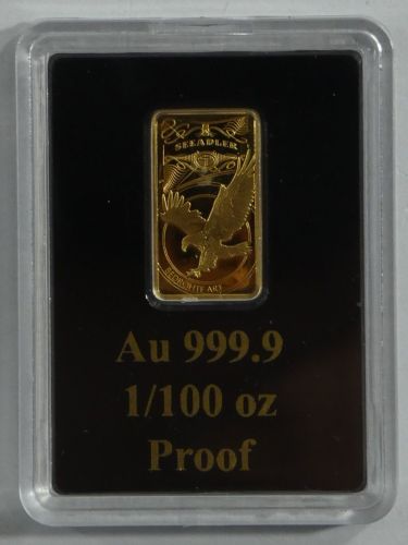 Goldbarren Motiv Seeadler Münze 999er Gold 1/100 oz im Folder #EAB01
