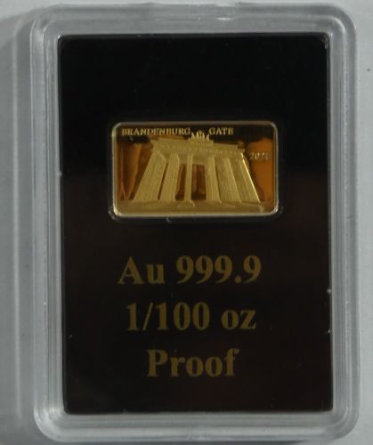 FIJI 5 Dollar, Münzebarren 999er Gold 1/100 oz, Brandenburger Tor #EAB02