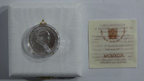 Vatikan 500 Lire 1999 835er Silber, Johannes Paul II., Original-Münzbox #EAB12