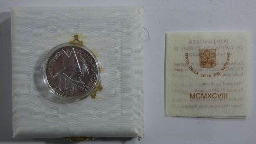 Vatikan 500 Lire 1998 835er Silber, Johannes Paul II., Original-Münzbox #EAB15
