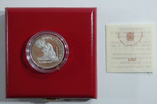 Vatikan 5000 Lire 2001 835er Silber, Johannes Paul II., Original-Münzbox #EAB17