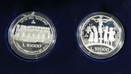 Vatikan 2x 10.000 Lire 1998 835er Silber je 22 g, siehe Text #EAB21