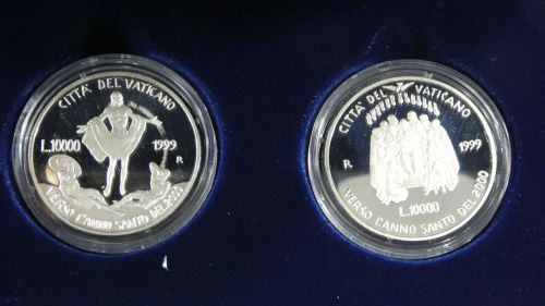 Vatikan 2x 10.000 Lire 1999 835er Silber je 22 g, siehe Text #EAB22