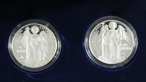Vatikan 2x 10.000 Lire 2000 835er Silber je 22 g, siehe Text #EAB23