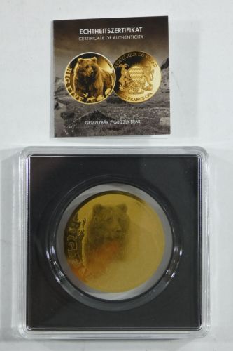 Tschad 5000 Francs, Münze 999er Gold 1/200 oz, Grizzlybär, mit Zertifikat #EAB29