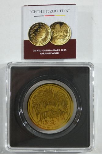 Medaille Motiv Paradiesvogel 999er Gold 1/200 oz,mit Zertifikat im Folder #EAB33