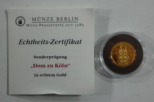 Medaille Motiv Dom zu Köln 585er Gold 2 g, in Schatulle mit Zertifikat #EAB57