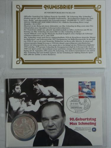 Deutschland Numisbrief Max Schmeling - Brief mit Medaille #EAB71