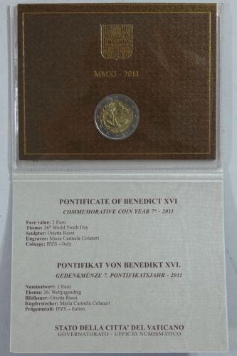 Vatikan 2 Euro 2011 26. Weltjugendtag in Madrid - Originalblister #EAB80