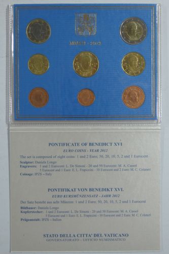 KMS Vatikan 2012 Papst Benedikt XVI. - Originalblister #EAB85
