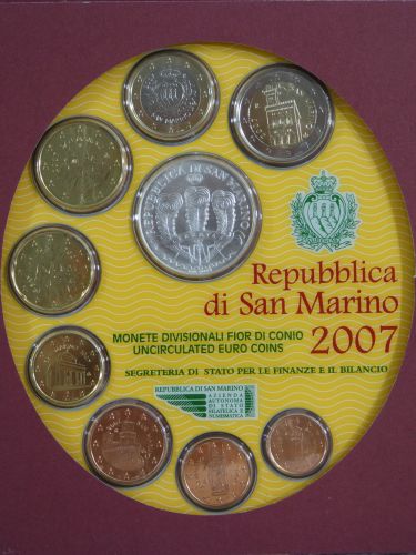 San Marino KMS 2007 mit 5 Euro Münze in 925er Silber #EAB89