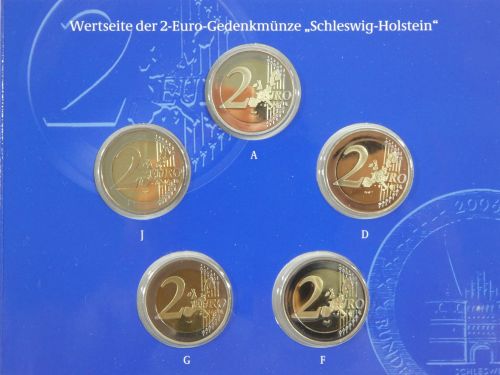 BRD Bund 2 Euro 2006 Gedenkmünzen Set (A,D,F,G,J) - Schleswig-Holstein #EAB95