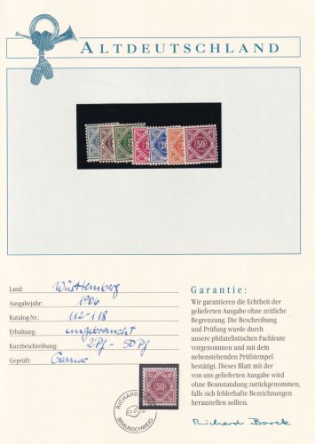 Württemberg 112-118 postfrisch Borek Garantie #DFI49