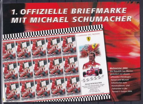 San Marino 2187 postfrisch als Kleinbogen im Folder, Michael Schumacher #OS297