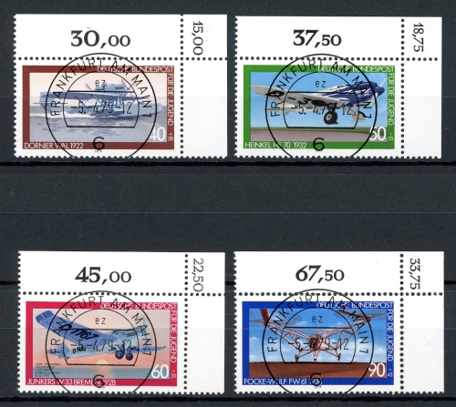 Bund 1005-1008 KBWZ gestempelt Frankfurt, Original-Gummi, ungefaltet #HK404
