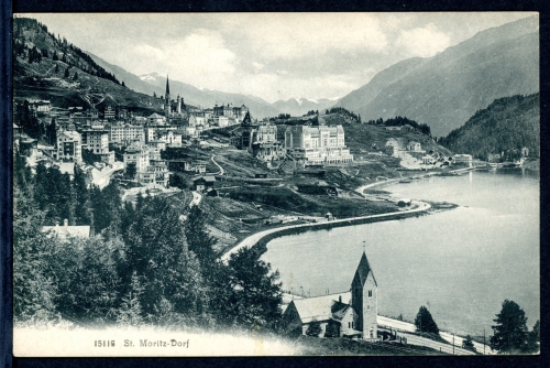 AK St. Moritz, Oberengadin Dorfansicht 1911 gebraucht #HK033