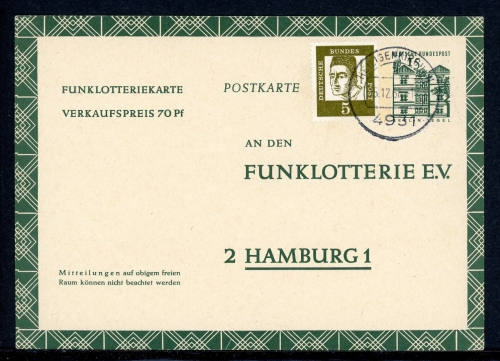 Bund Funklotterie-Postkarte FP 11 gestempelt