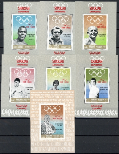 Sharjah Einzelblöcke 219-225 postfrisch Olympia 1968 #IF260