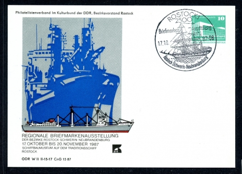 DDR Privat Ganzsache PP 18 gestempelt Brfm.ausstellung Rostock #HK145