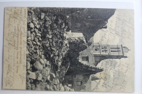 AK Woinville Zusammengeschossene Häuser u. Kirche Feldpost 1915 gebraucht #PG638