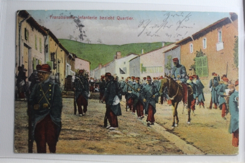 AK Frankreich Fanzösische Infanterie bezieht Quartier Feldpost gebraucht #PG769