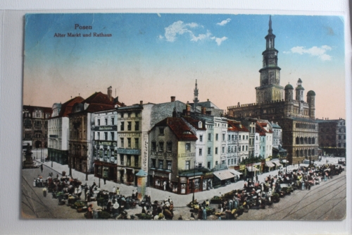AK Posen Alter Markt mit Rathaus Feldpost 1917 gebraucht #PG760