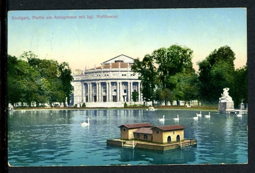 AK Stuttgart Anlagensee mit kleinem Hoftheater 1912 gebraucht #HS095