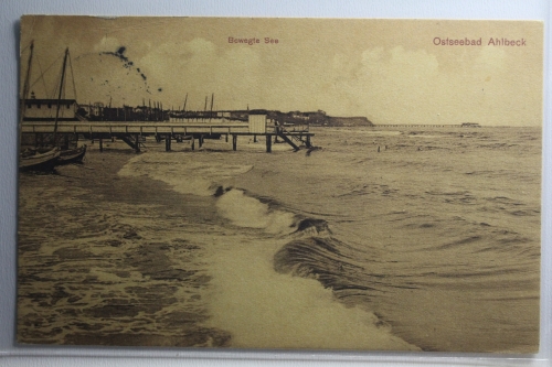 AK Ostseebad Ahlbeck Bewegte See 1910 gebraucht #PG915