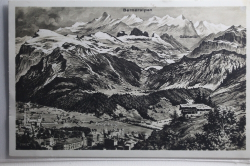 AK Engelberg Ortsansicht mit Berneralpen 1930 gebraucht #PH029