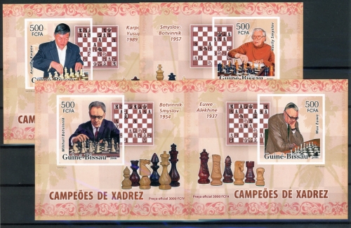 Guinea Bissau 3446-3449 B postfrisch Einzelblöcke Schach #GI862