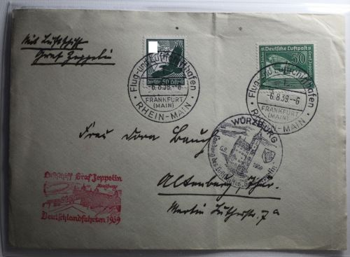 Deutsches Reich 535+670 auf Postkarte als Mischfrankatur Graf Zeppelin #BA228