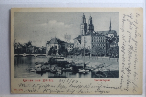 AK Zürich Sonnenquai 1904 gebraucht #PH387
