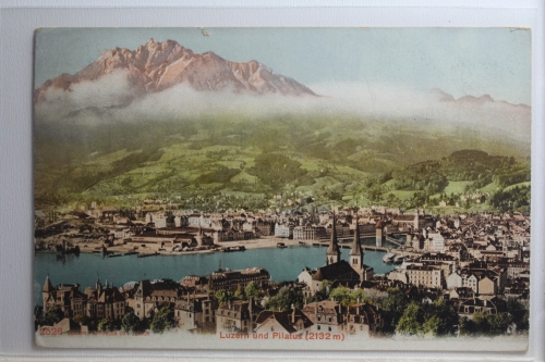 AK Luzern mit Pilatus (2132 m) 1908 gebraucht #PH408