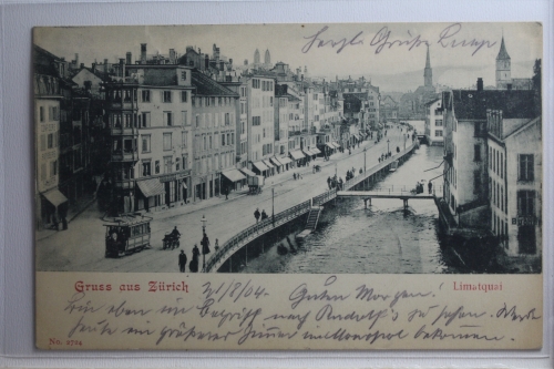 AK Zürich Limatquai 1904 gebraucht #PH423