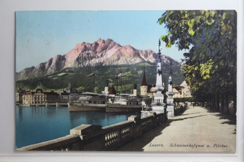 AK Luzern Schweizerhofquai u. Pilatus 1911 gebraucht #PH426