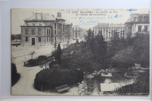 AK Neuchâtel Le Jardin du Sor 1915 gebraucht #PH456