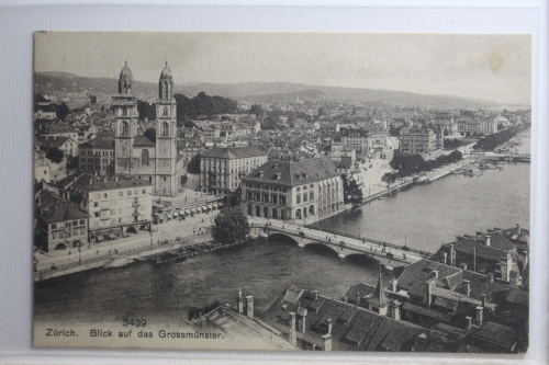 AK Zürich Blick auf das Grossmünster 1909 gebraucht #PH449