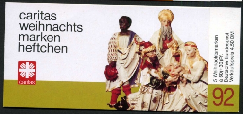 Bund Weihnachtsmarkenheftchen Caritas 1992 mit 1639 gestempelt Berlin #IJ148