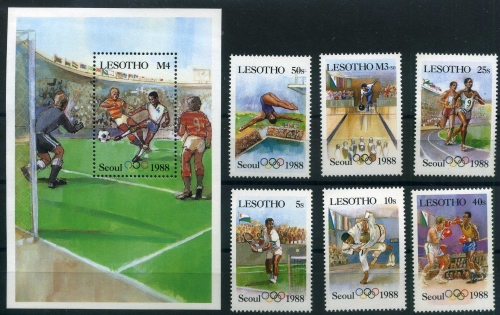 Olympiade Lesotho Block 40 + MiNr 622-27 postfrisch #JG772