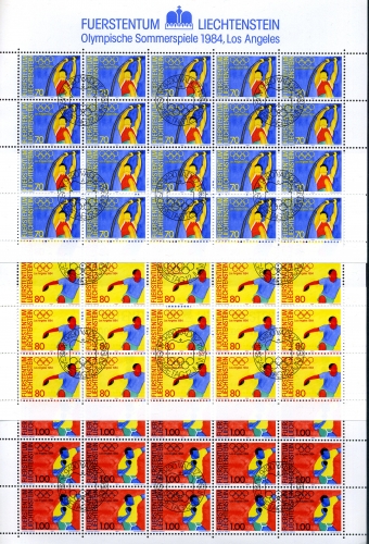 Liechtenstein KB 846-848 Olympiade 1984 Ersttagssonderstempel #JE993