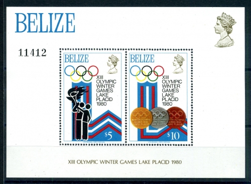 Olympiade Lake Placid 1980 Belize Block 12 postfrisch #JG543