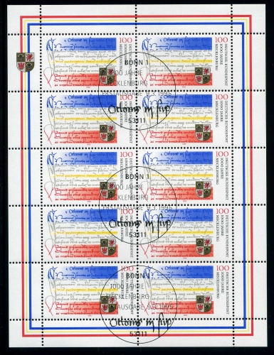 Bund Zehnerbogen 1782 Bonn Ersttagssonderstempel #IN349