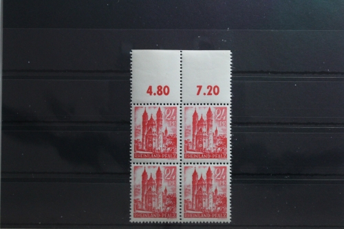 Fr. Zone Rheinland-Pfalz 8 postfrisch als Viererblock mit OR #TY698