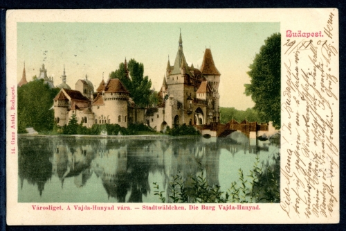 AK Budapest, Ungarn Burg Vajda-Hunyad im Stadtwäldchen 1901 gebraucht #HU263