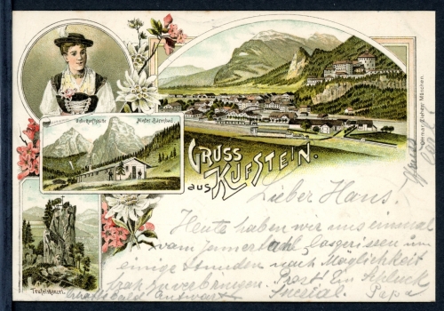 AK Kufstein, Tirol Teufelskanzel, Hinter Bärenbad, Festung 1897 gebraucht #HU291