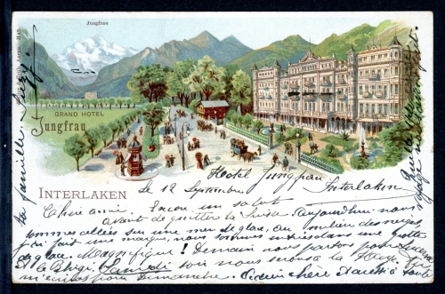 AK Interlaken , Kanton Bern, Schweiz Grand Hotel Jungfrau 1899 gebraucht #HU306